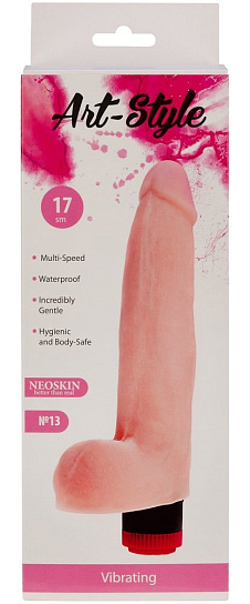Вибромассажер рельефный с мошонкой Art-Style №13, 17 см