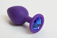 Фиолетовая анальная втулка с синим кристаллом, M