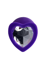 Фиолетовая анальная втулка Diamond Heart с кристаллом, размер M