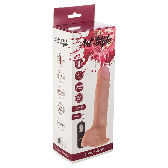 Реалистичный вибромассажес с пультом ДУ ART-STYLE №41, 21 см