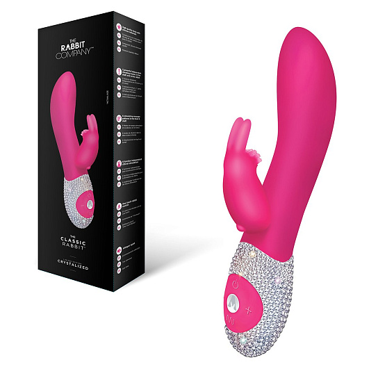 Классический кролик Crystalized 12 режимов, блестящий розовый