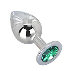 Большой плаг из стали с зеленым кристаллом