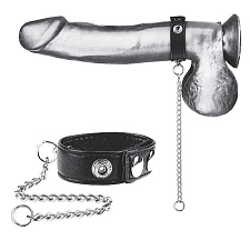 Кольцо на пенис с цепочкой-поводком из металла С&B Gear