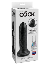 Реалистичный фаллос на присоске 6 Uncut Cock 15.2 см, черный