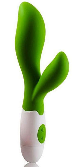 Изогнутый вибратор, с отростком Pretty Love Owen, зеленый