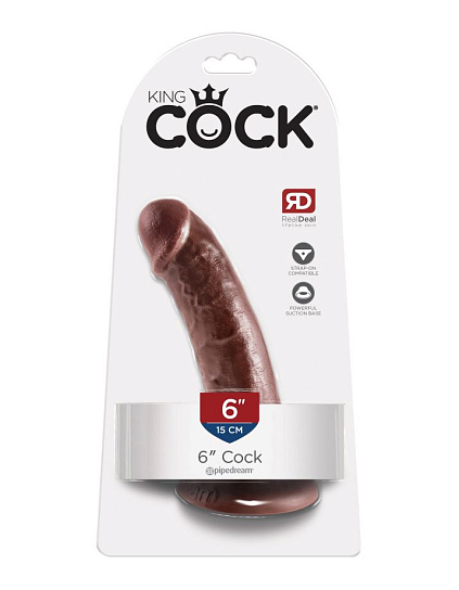 Фаллоимитатор на присоске 6 Cock 12.7 см, коричневый