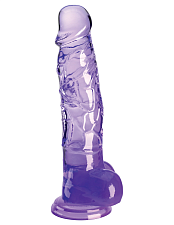 Фаллоимитатор с мошонкой на присоске King Cock Clear 8, фиолетовый
