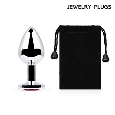 Анальная пробка металлическая Jewelry Plugs, рубиновый кристалл, размер M