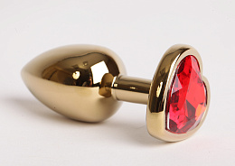 Анальная пробка золотистая с сердечком, Luxurious Tail, S