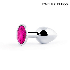 Анальная пробка металлическая Jewelry Plugs, рубиновый кристалл, размер S