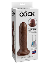 Реалистичный фаллос на присоске 6 Uncut Cock 15.2 см, коричневый