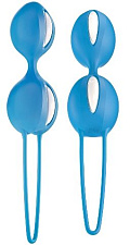 Вагинальные шарики Smartballs Duo из силикона для тренировки и массажа мышц, голубые