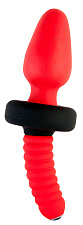 Мощная анальная втулка с виброрежимом, ToyFa Black & Red, красная