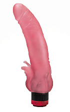 Вибратор гелевый с усиками, розовый 18,5 см