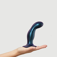 Анальная насадка изогнутая Strap-on-me Dildo Plug Snaky 16,5 см, M, синий металлик